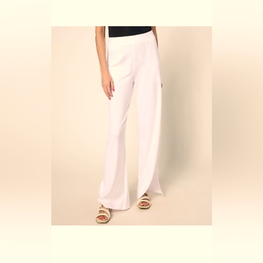 Denim and Co beach wide leg white pants size large